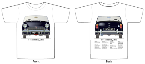 MG Midget MkII 1964-66 T-shirt Front & Back